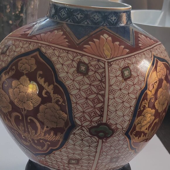 GingerJar Vintage & Signed Japanese Origin, Imari Gold, Reds & Blue handpainted. - Picture 5 of 12